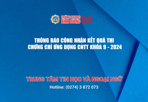 THÔNG BÁO CÔNG NHẬN KẾT QUẢ THI CHỨNG CHỈ ỨNG DỤNG CNTT KHÓA 9 - 2024