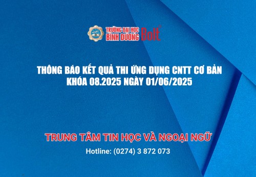 THÔNG BÁO KẾT QUẢ THI ỨNG DỤNG CÔNG NGHỆ THÔNG TIN CƠ BẢN  KHÓA 08.2025 NGÀY 01/06/2025